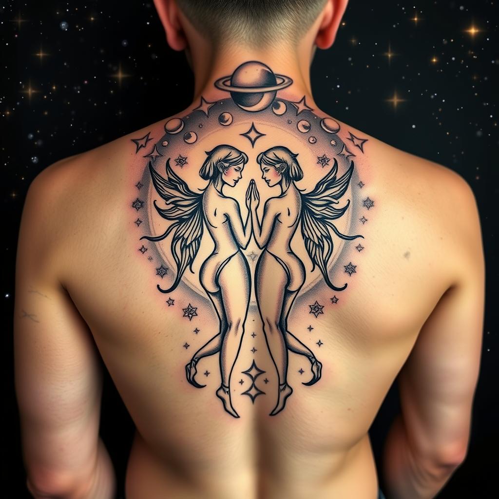 Gemini Celestial Tattoo Design