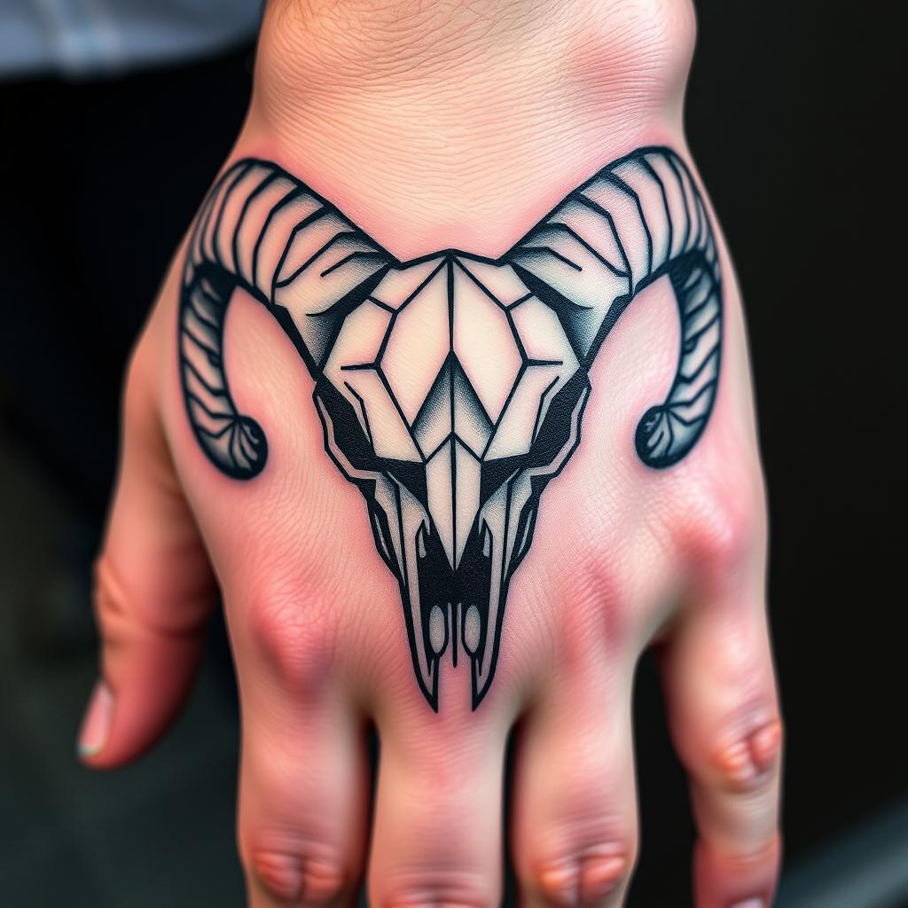 Geometric Ram Tattoo Design