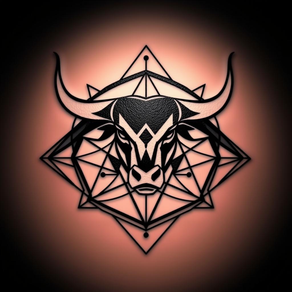 Geometric Taurus Bull Tattoo Design