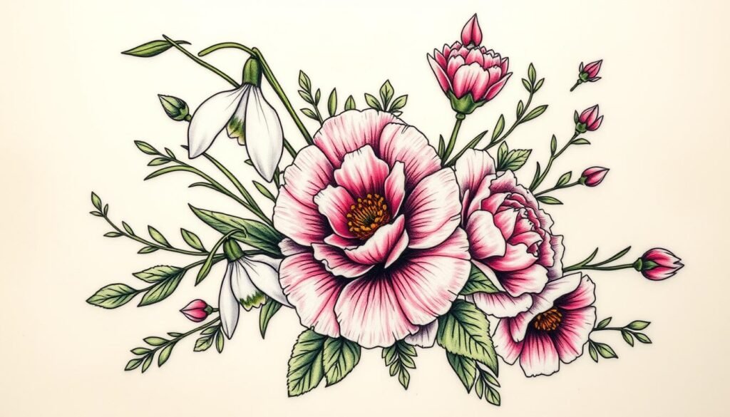 January Birth Month Flower Tattoo Designs