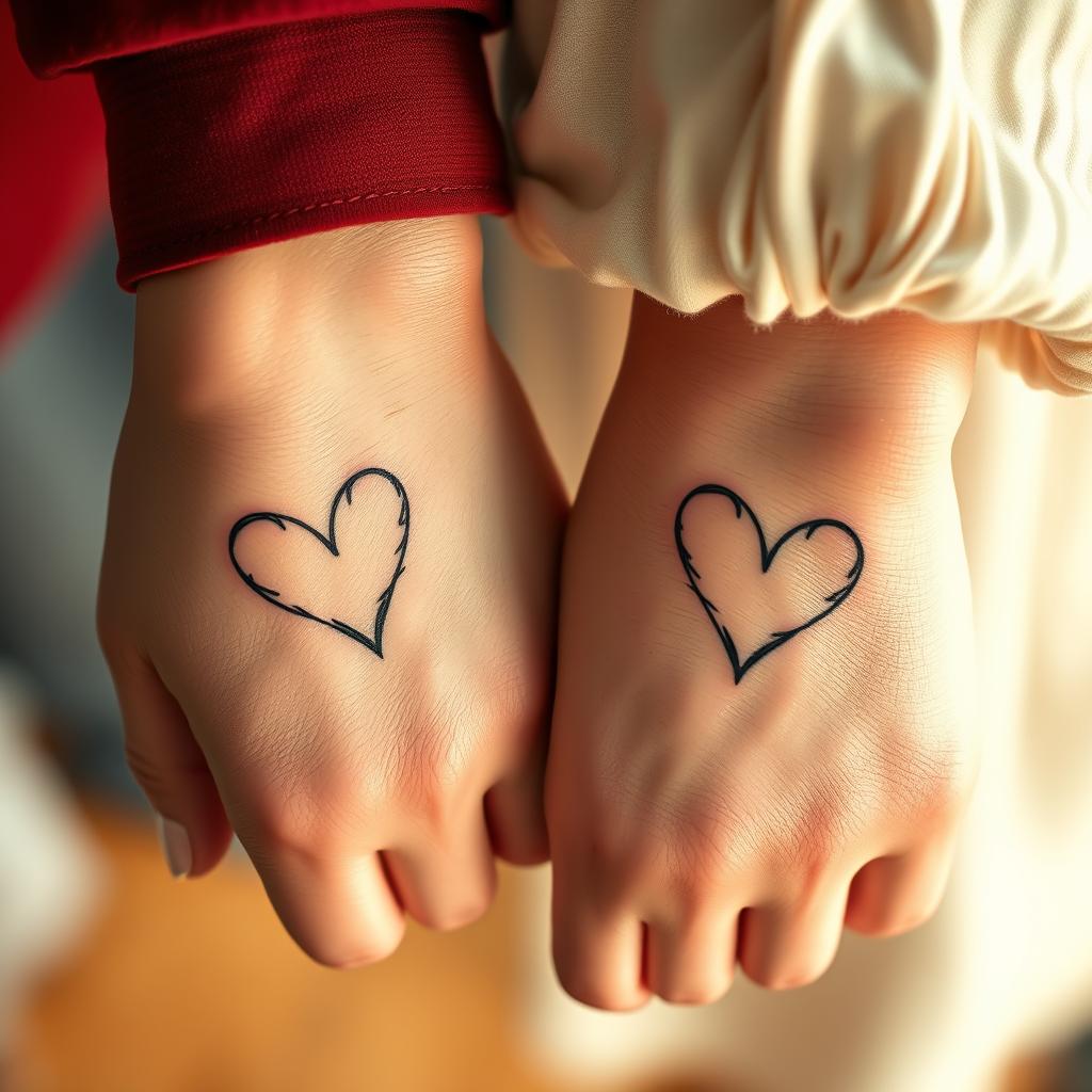 Matching Heart Tattoo Styles for Couples