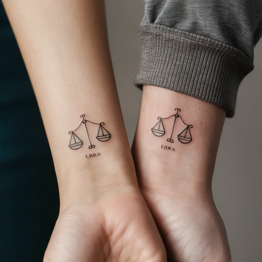 Matching Libra Tattoos for Couples and Friends 2