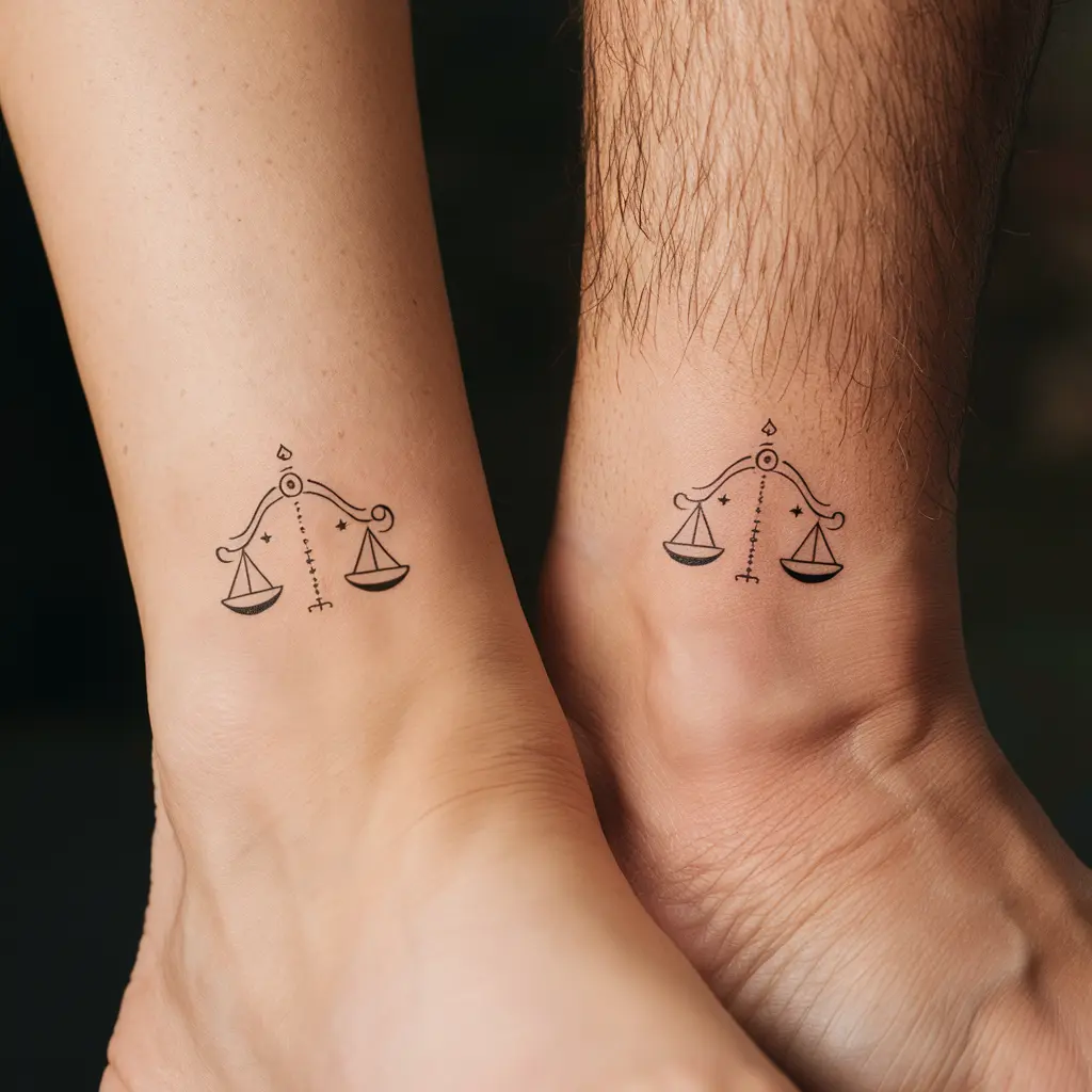 Matching Libra Tattoos for Couples and Friends