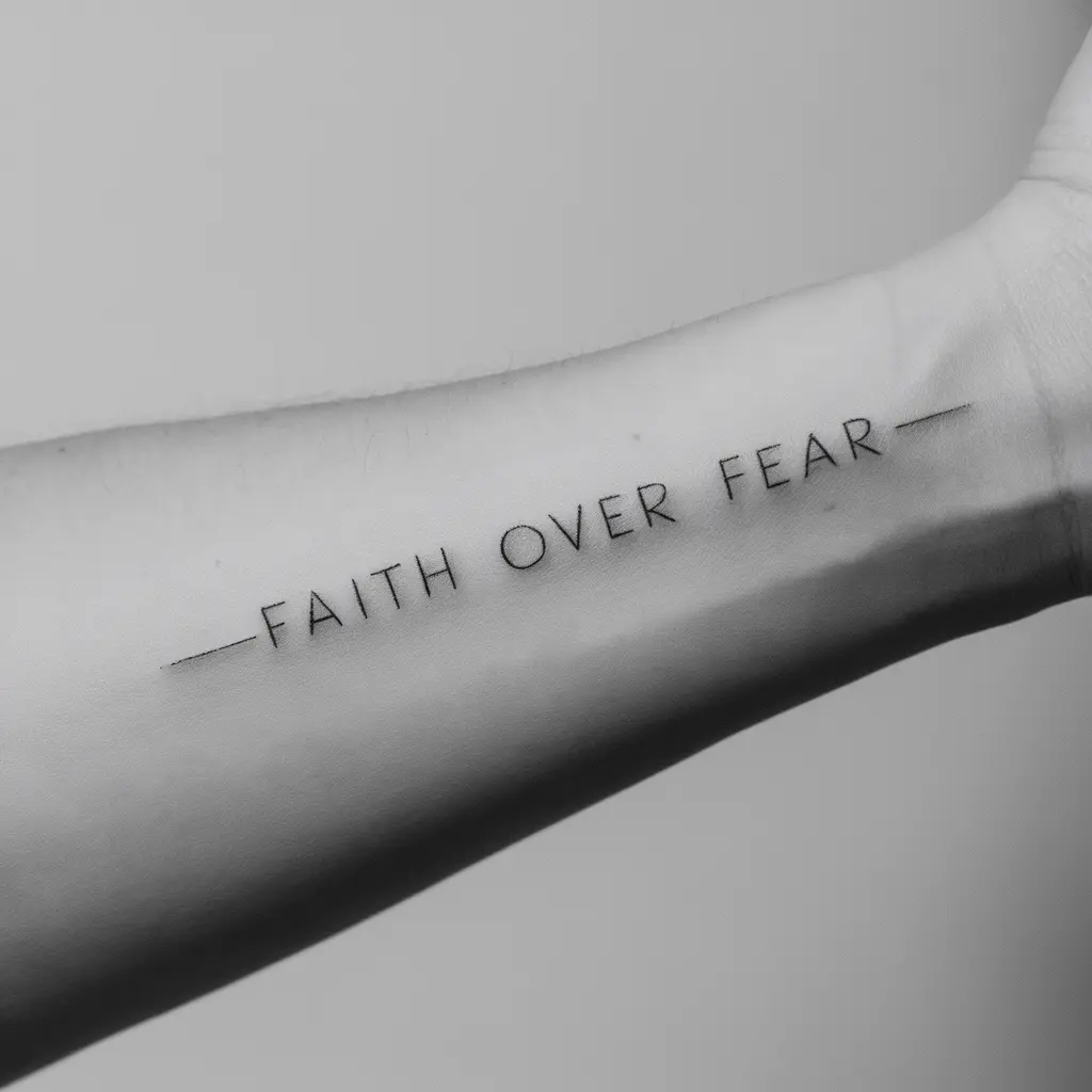 Minimalist Faith Over Fear Word Tattoo Ideas