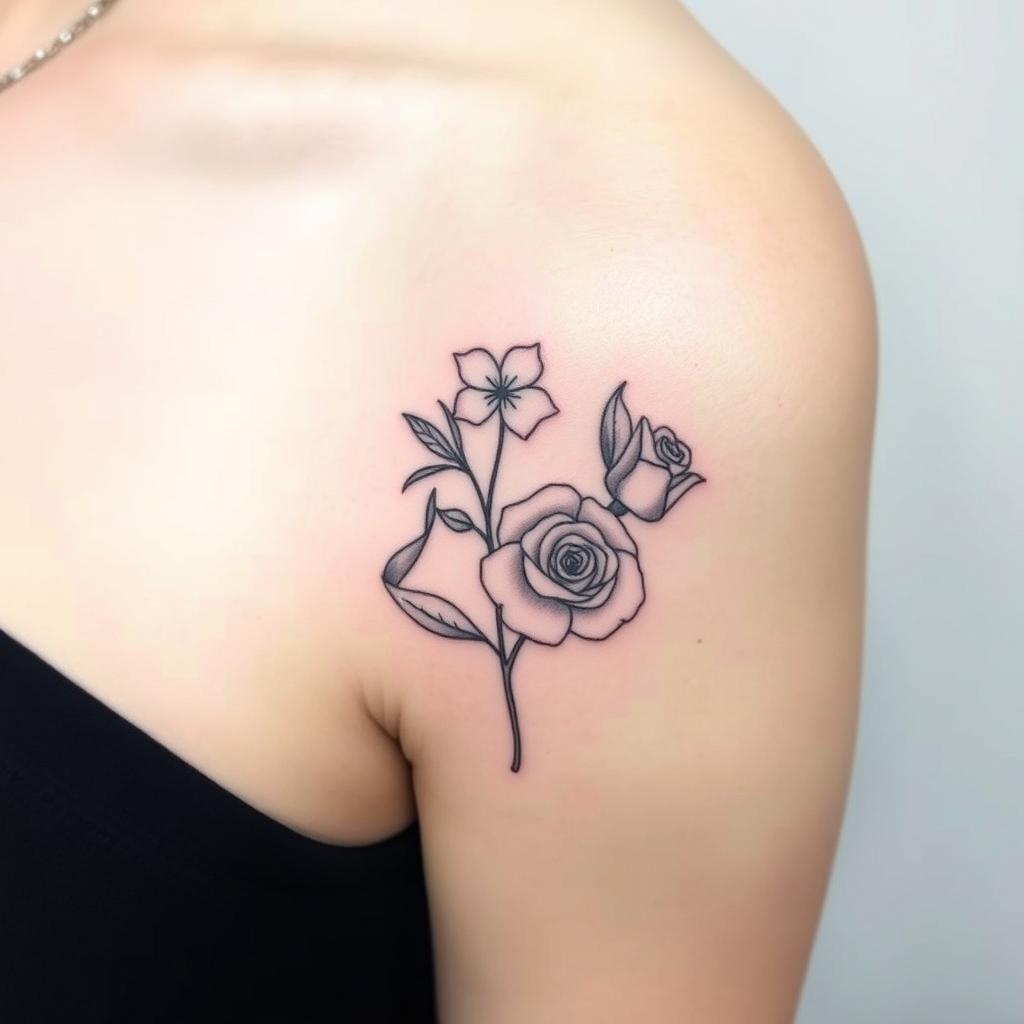 Minimalist June Birth Flower Tattoo Design