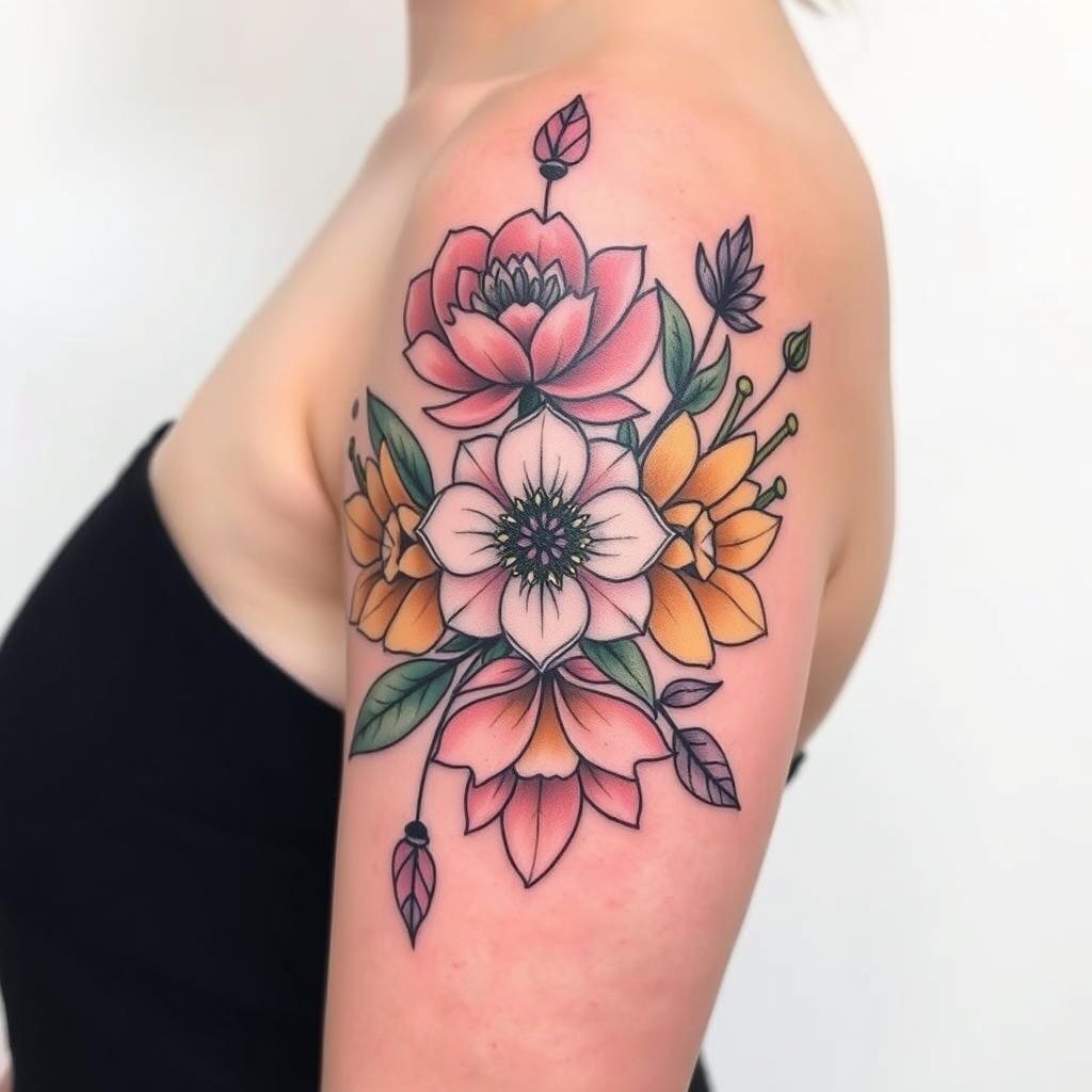 Modern April Birth Flower Tattoo Designs