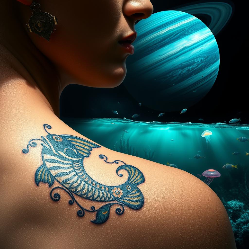 Neptune-inspired Pisces zodiac sign tattoos