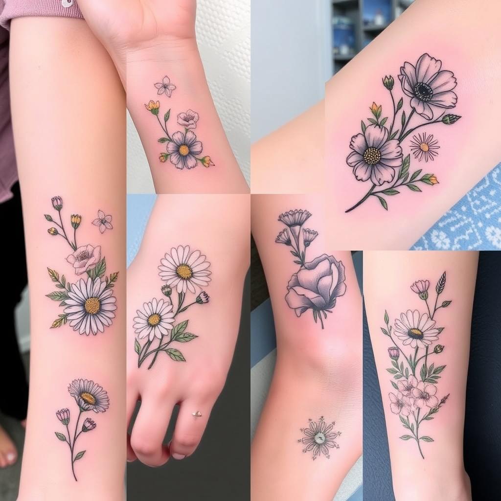 Personalized April Birth Flower Tattoos