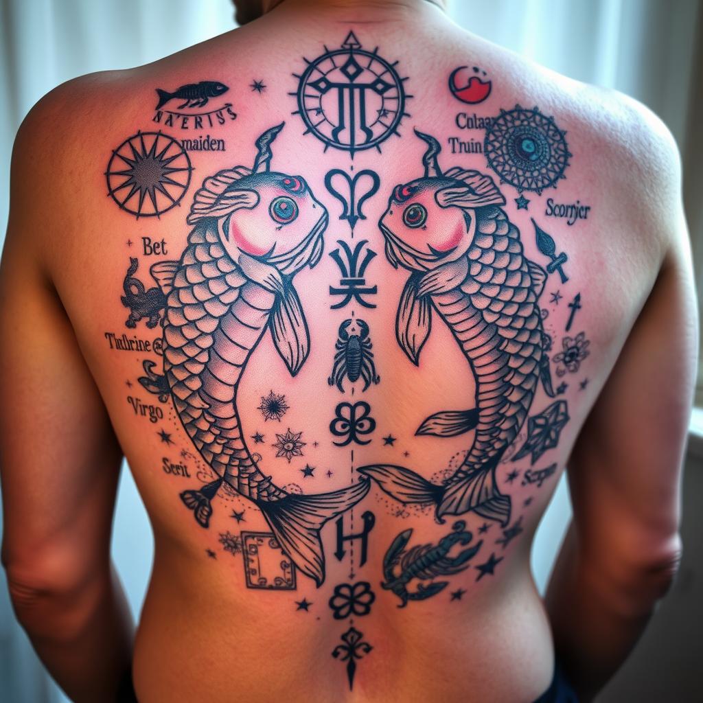 Pisces Zodiac Sign Tattoo Combinations