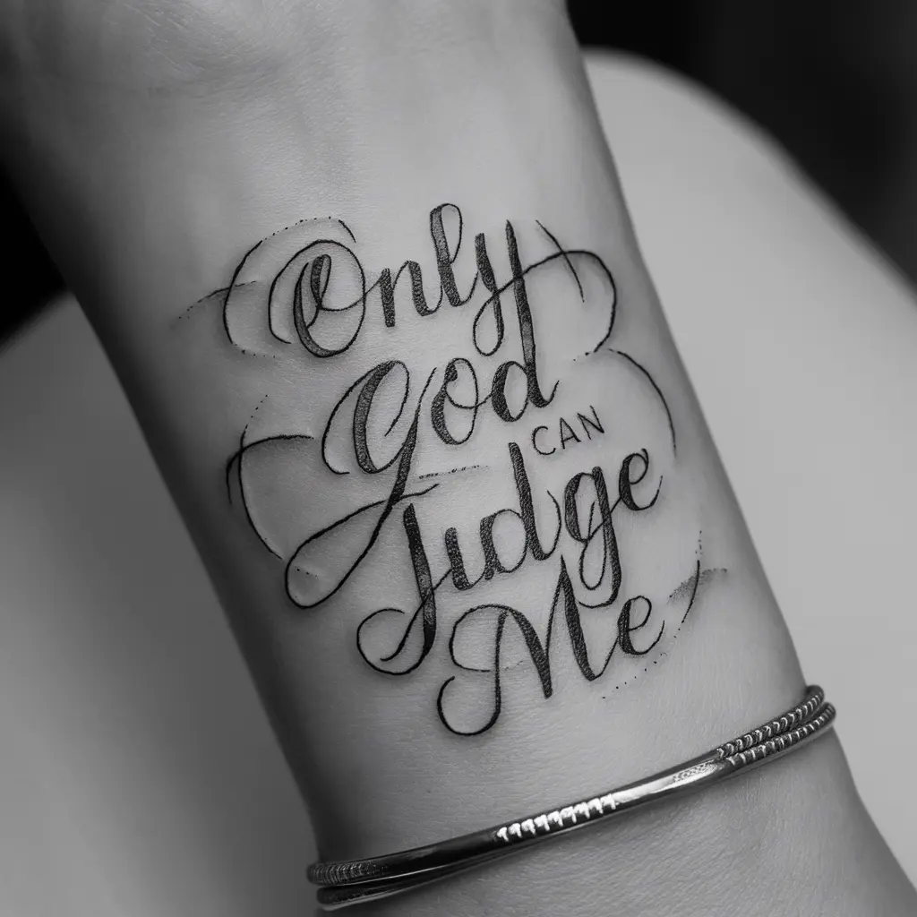 Popular Design Styles for Only God Can Judge Me Word Tattoos