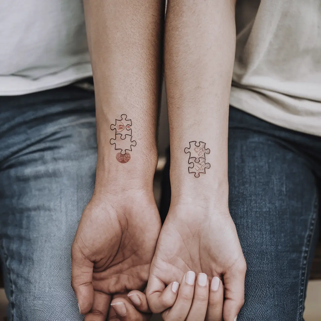Popular Designs for Puzzle Piece Tattoos for Couples 2