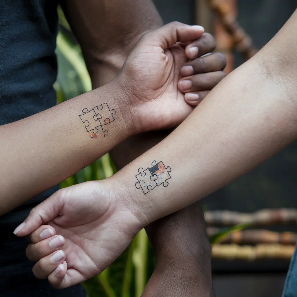 Popular Designs for Puzzle Piece Tattoos for Couples