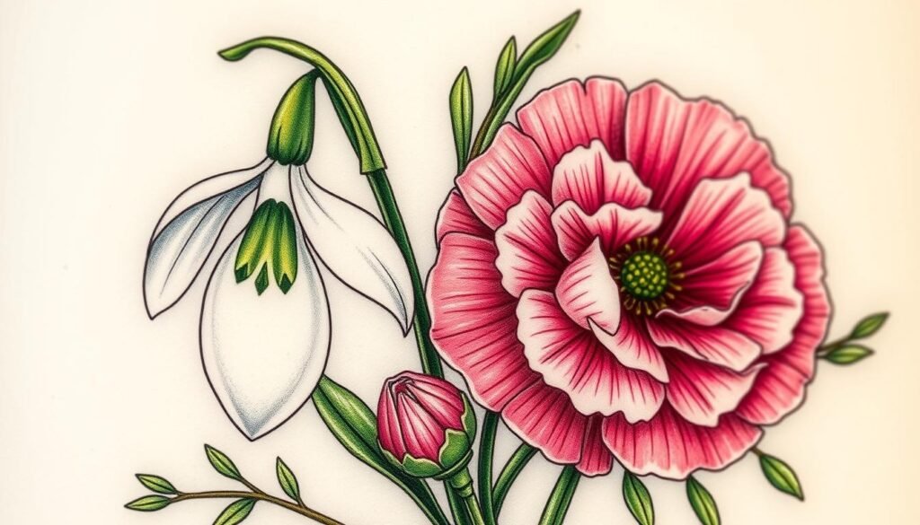 Realistic January Birth Flower Tattoo Design