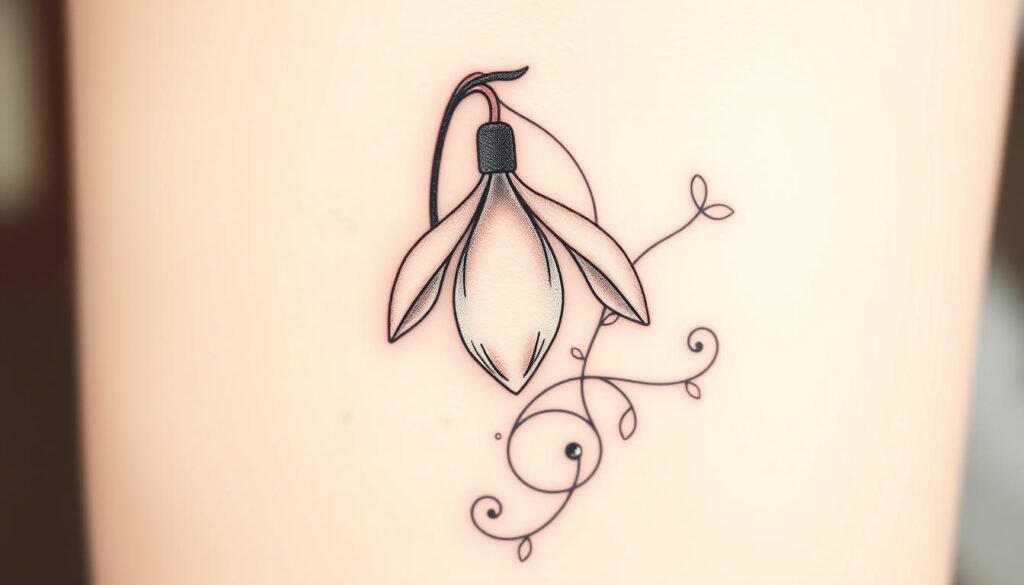 Snowdrop January Birth Month Flower Tattoo