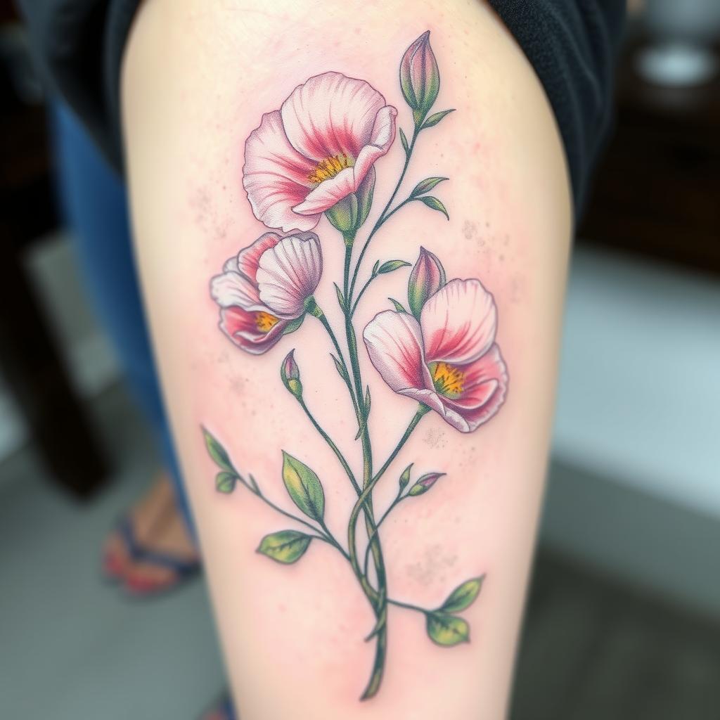Sweet Pea Botanical Tattoo Inspiration