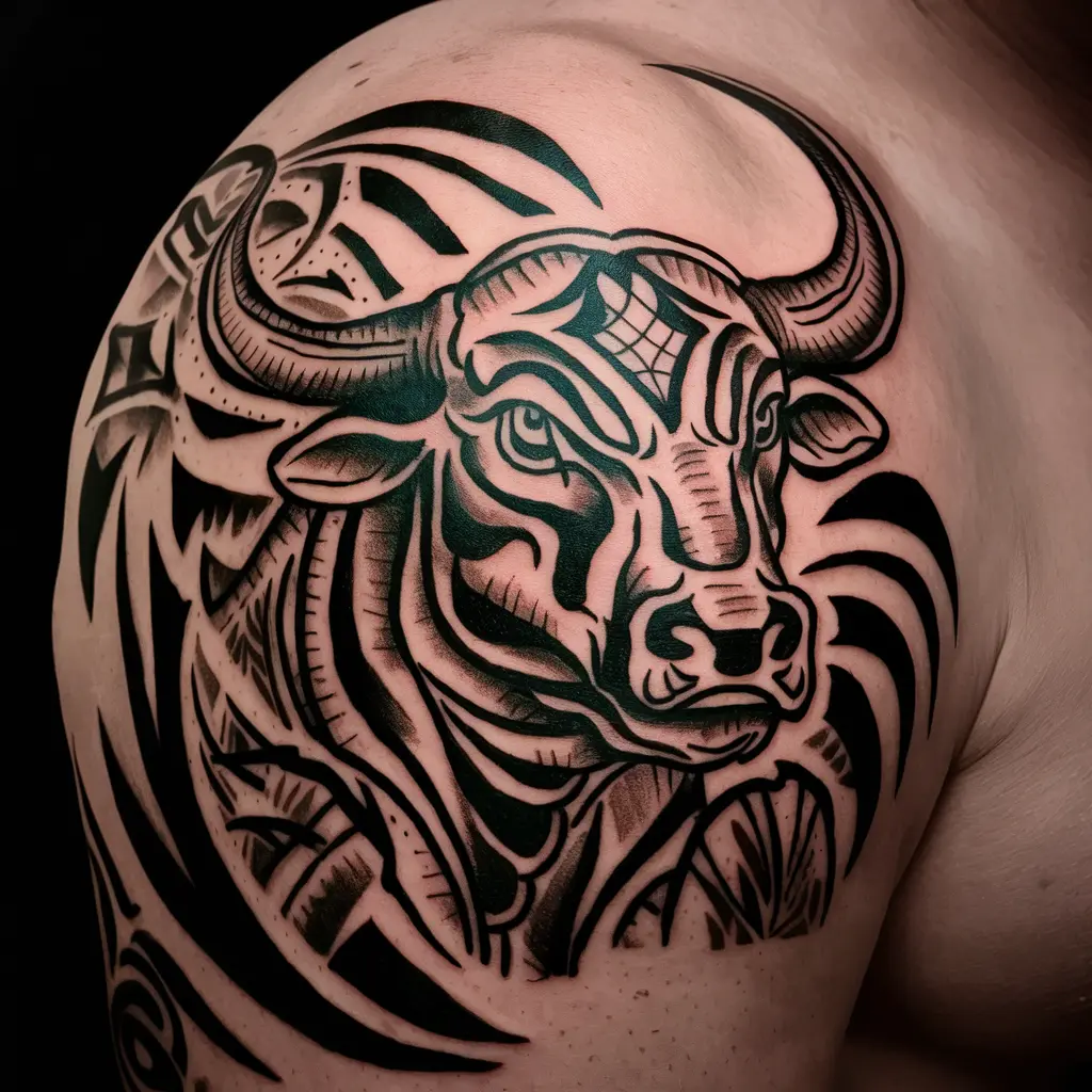 Tribal and Traditional Bull Tattoo Designs 2