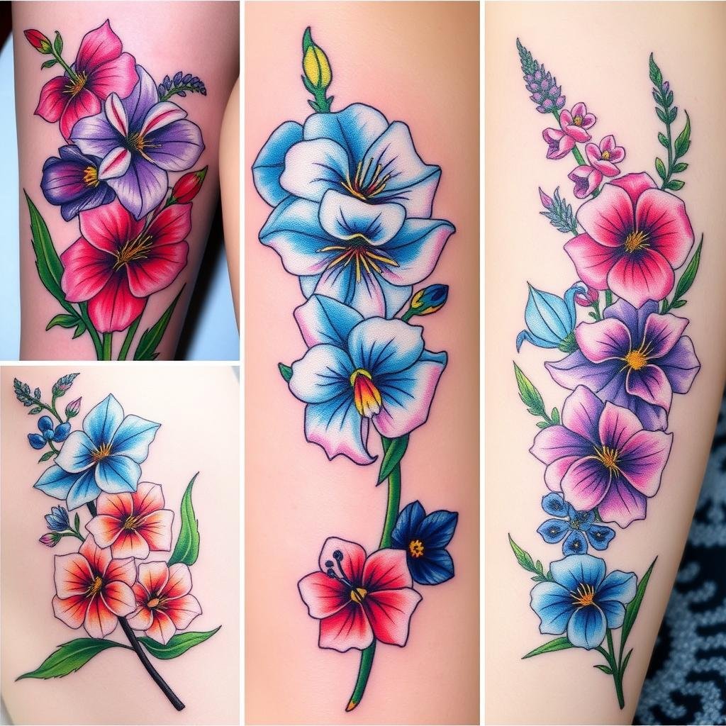 Vibrant July Birth Flower Tattoo Designs