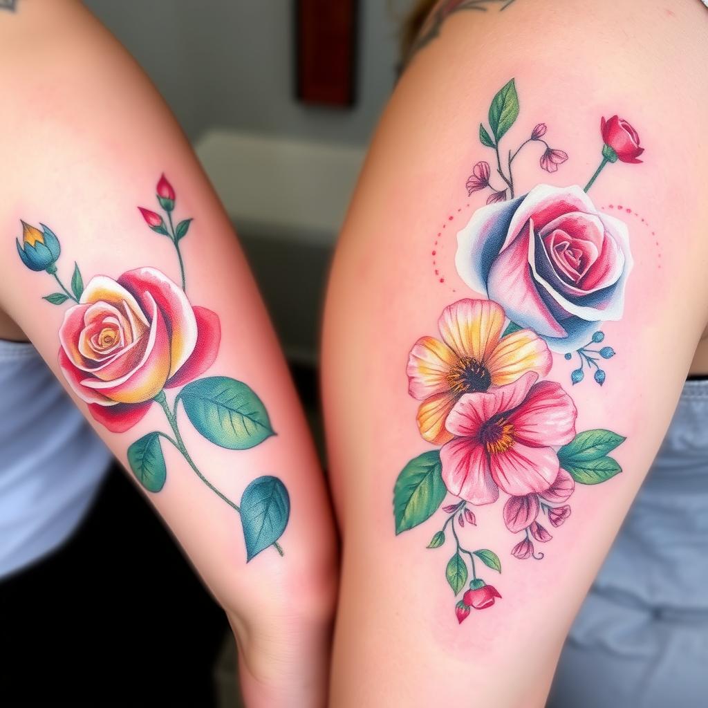 Watercolor June Birth Flower Tattoos