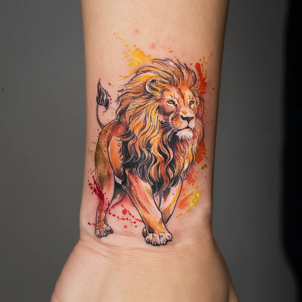 Watercolor Leo Tattoos 2