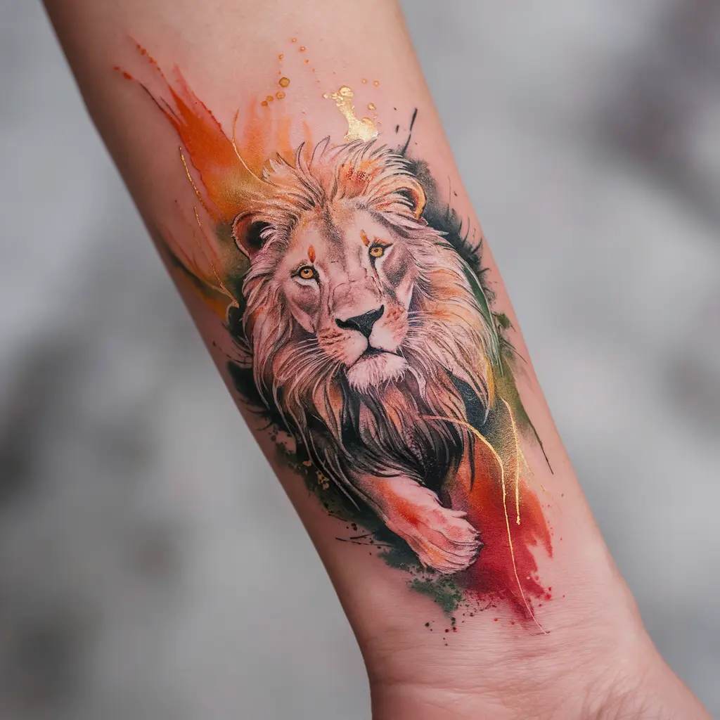 Watercolor Leo Tattoos