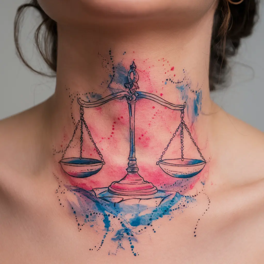 Watercolor Libra Sign Tattoos 2