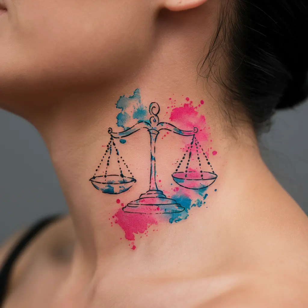 Watercolor Libra Sign Tattoos