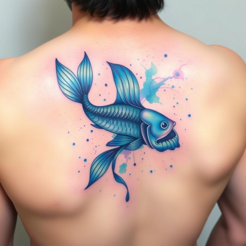 Watercolor Pisces Fish Tattoo Design
