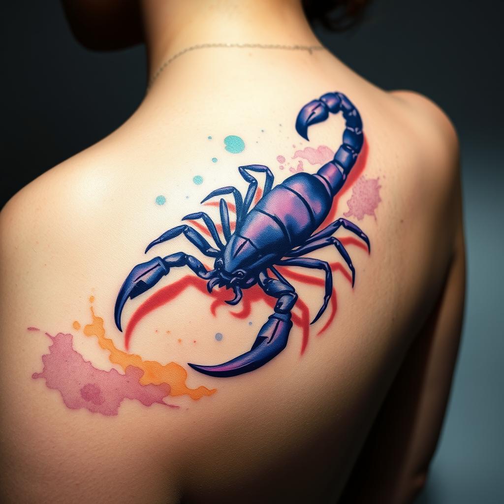 Watercolor Scorpio Tattoo Design