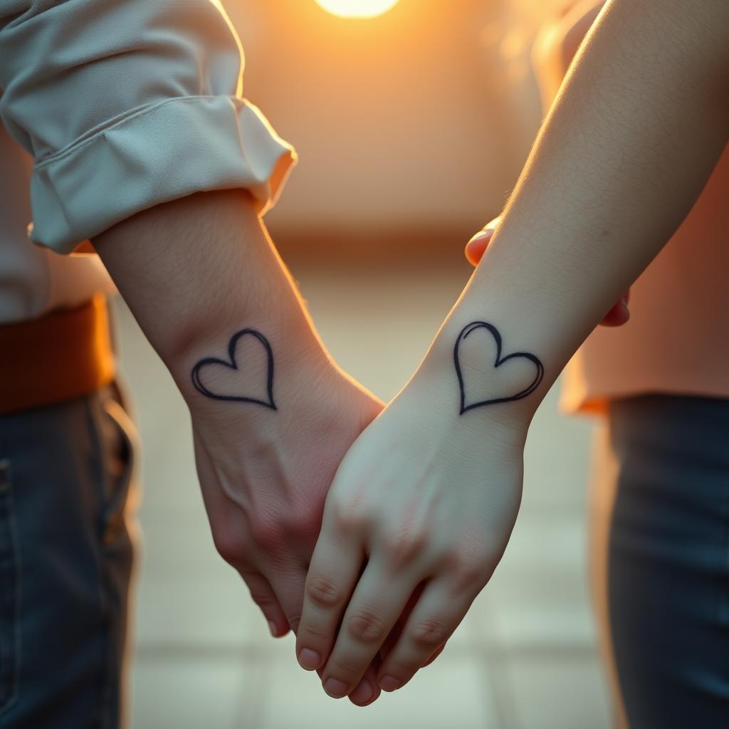 matching heart tattoos for couples