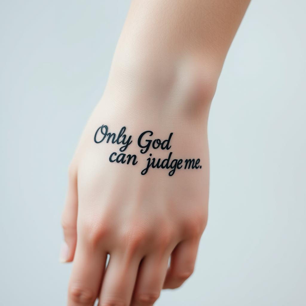 "only god can judge me" word tattoos