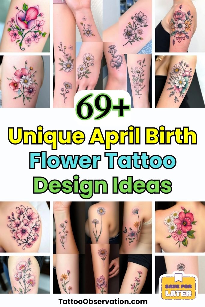 69+ Unique April Birth Flower Tattoo Design Ideas
