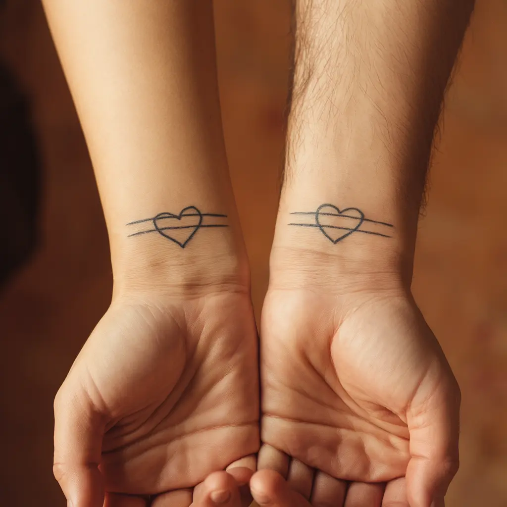 Matching Heart Tattoos for Couples Types and Styles 2