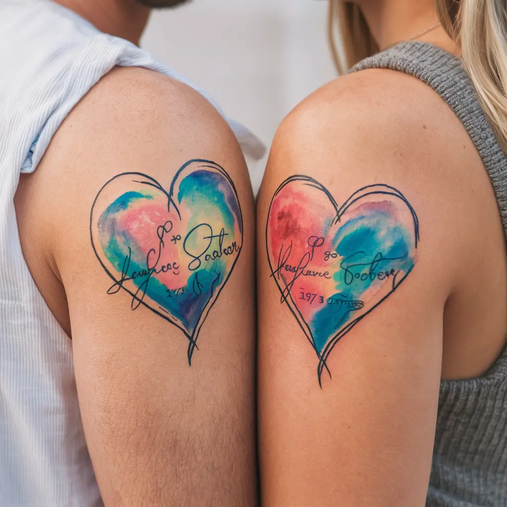 Watercolor Heart Tattoos 2